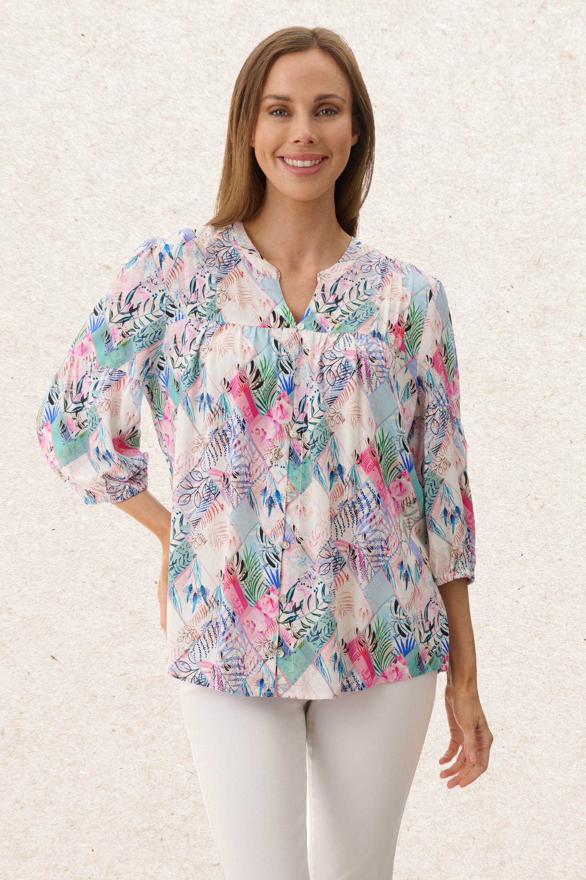 6MV53W - Woad 3/4 sleeve shirt