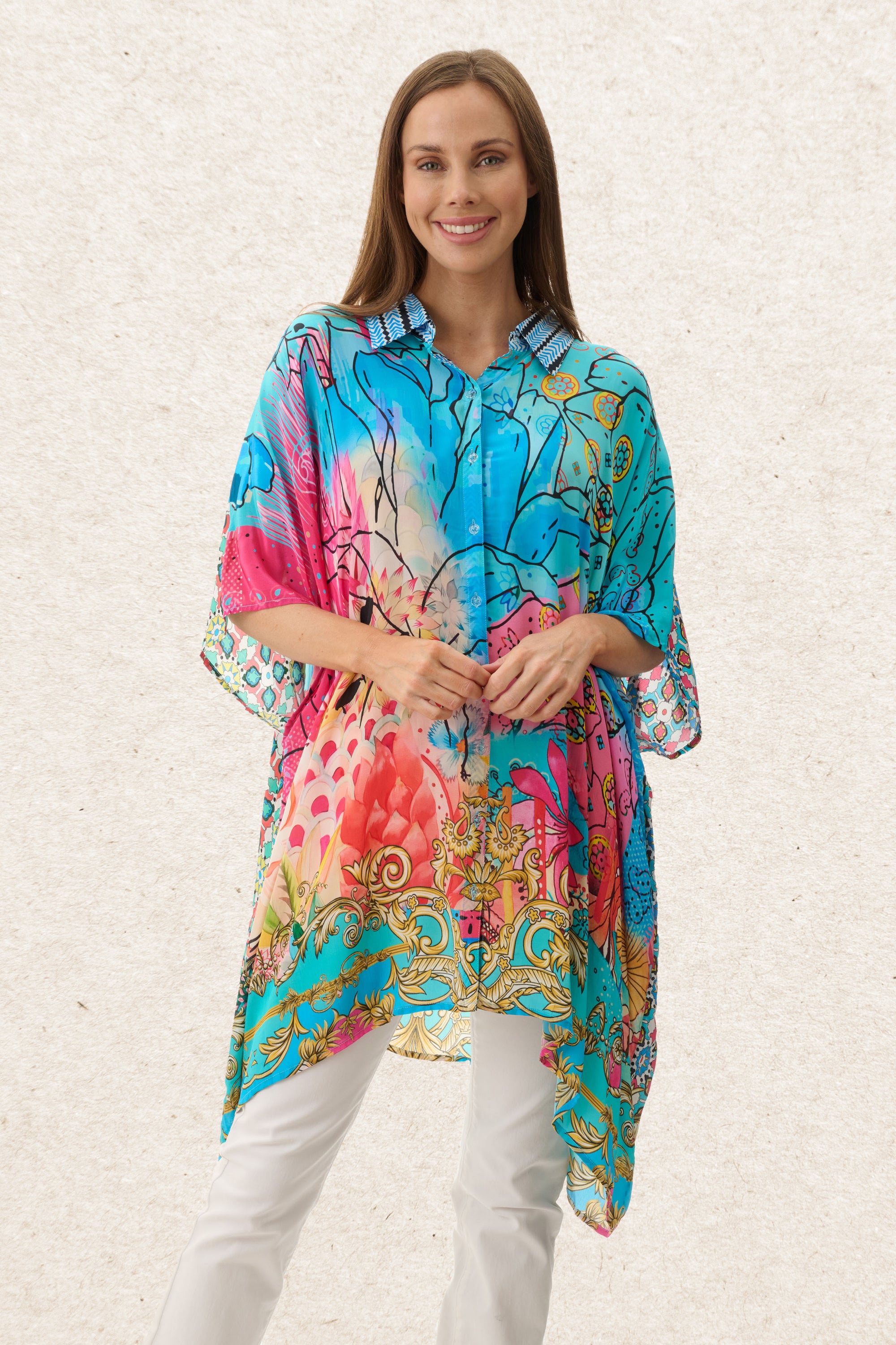 6MV96B - Bower collared kaftan