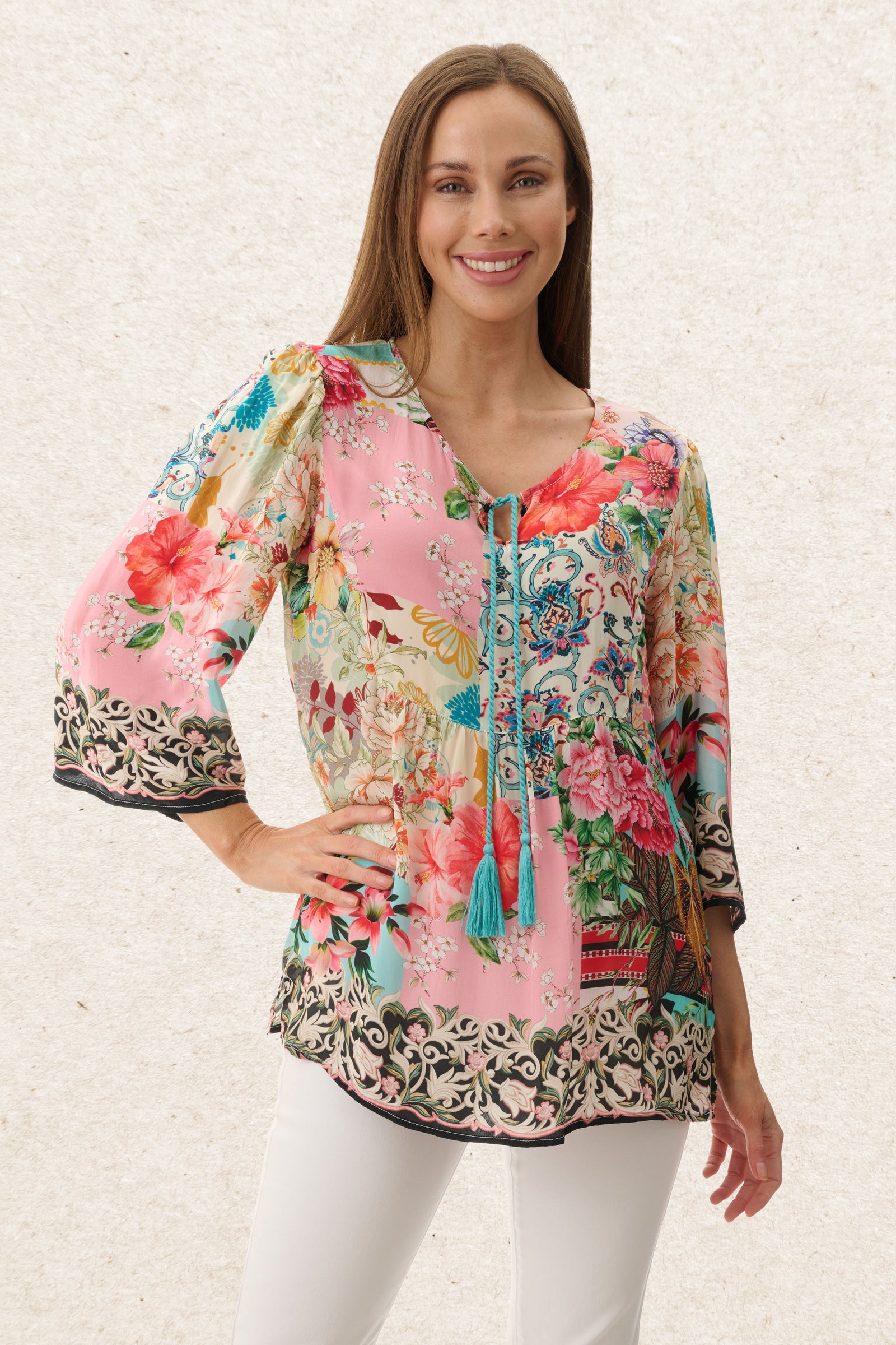 6MV98M - Madder print blouse