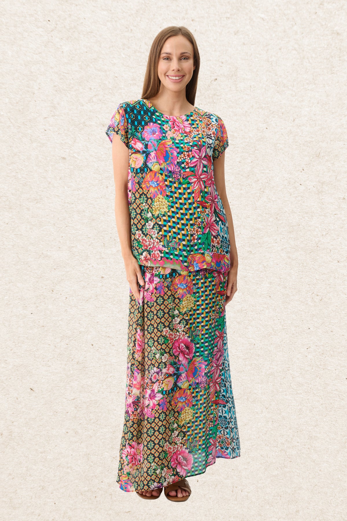 6MV109A - Acacia print skirt