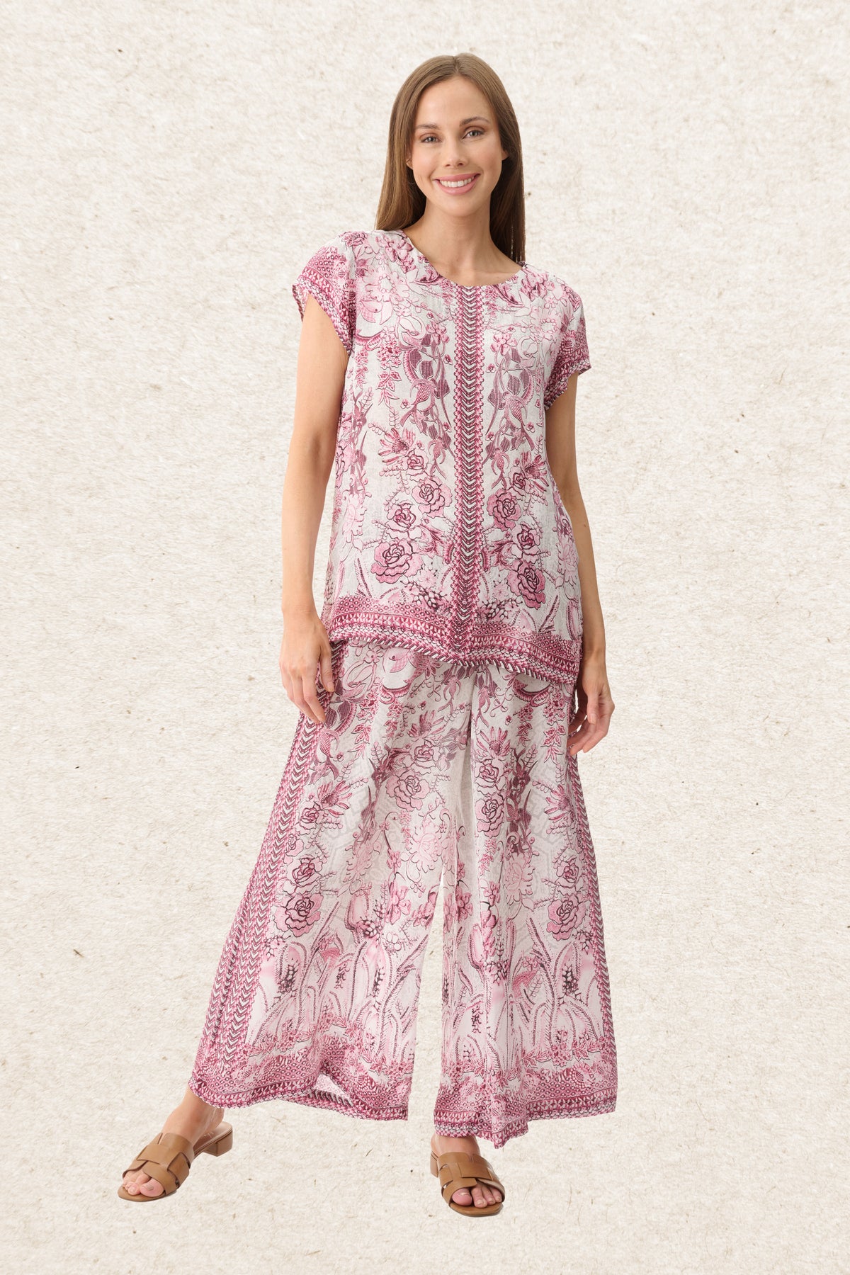 6MV102P - Peony print pant