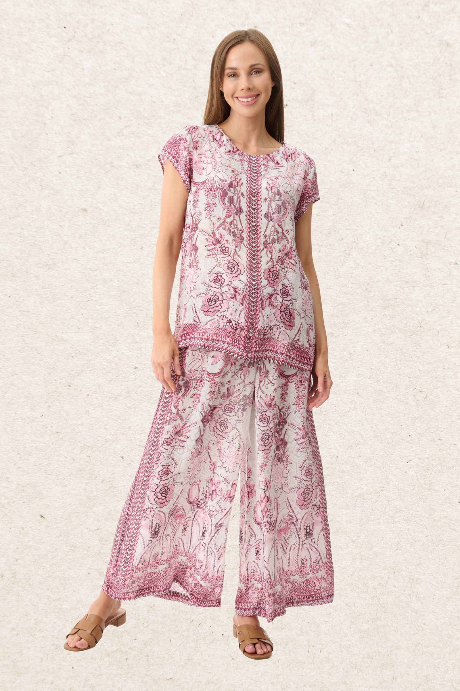 6MV102P - Peony print pant