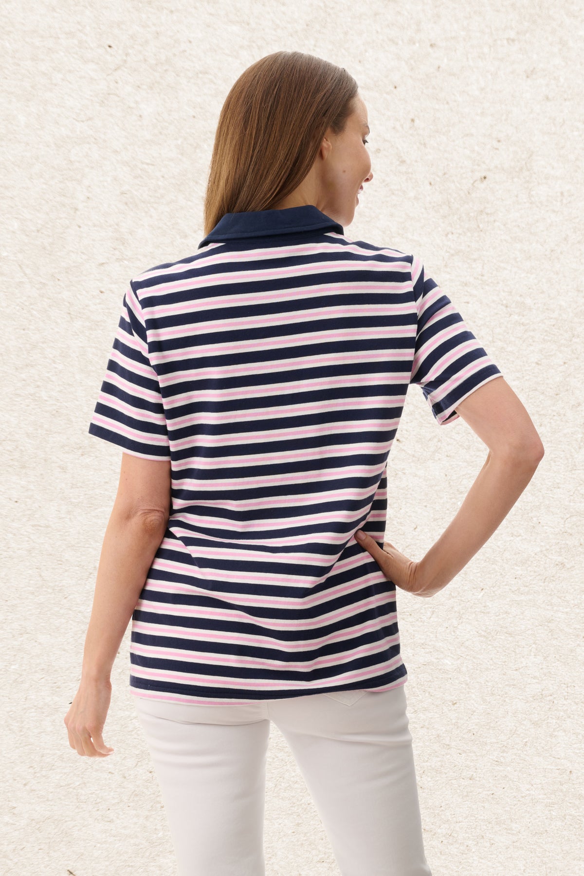 6RE20P - Pansy stripe polo