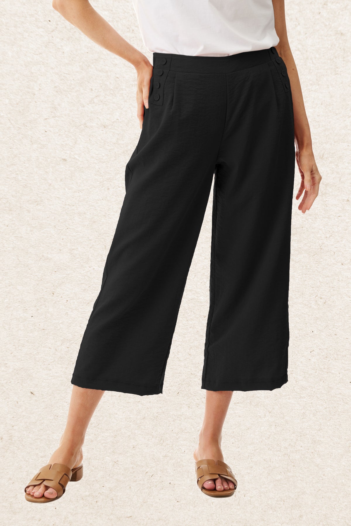 6RL75 - Crop button detail pant