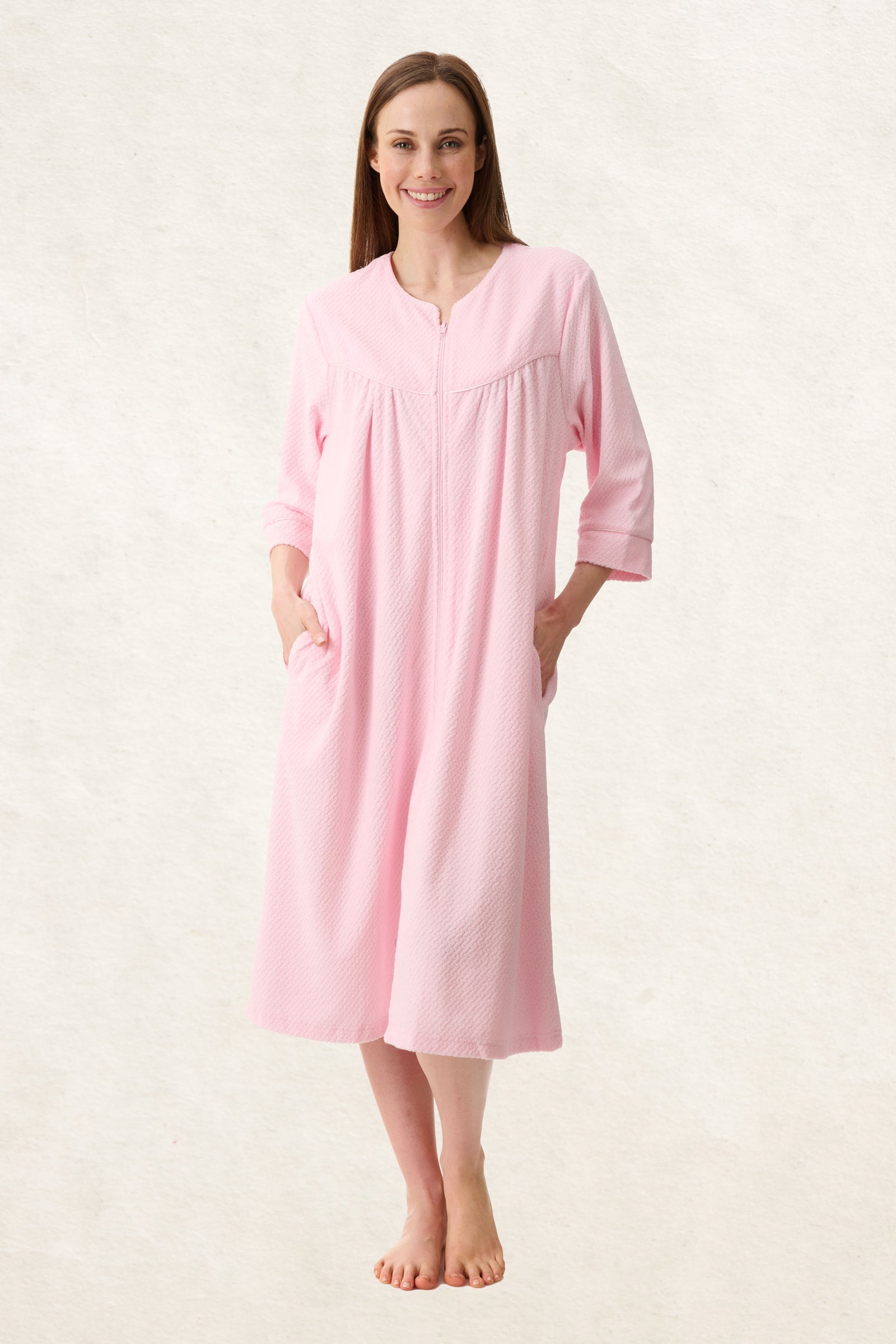 6TY87 - Jacquard Zip Up Short Gown