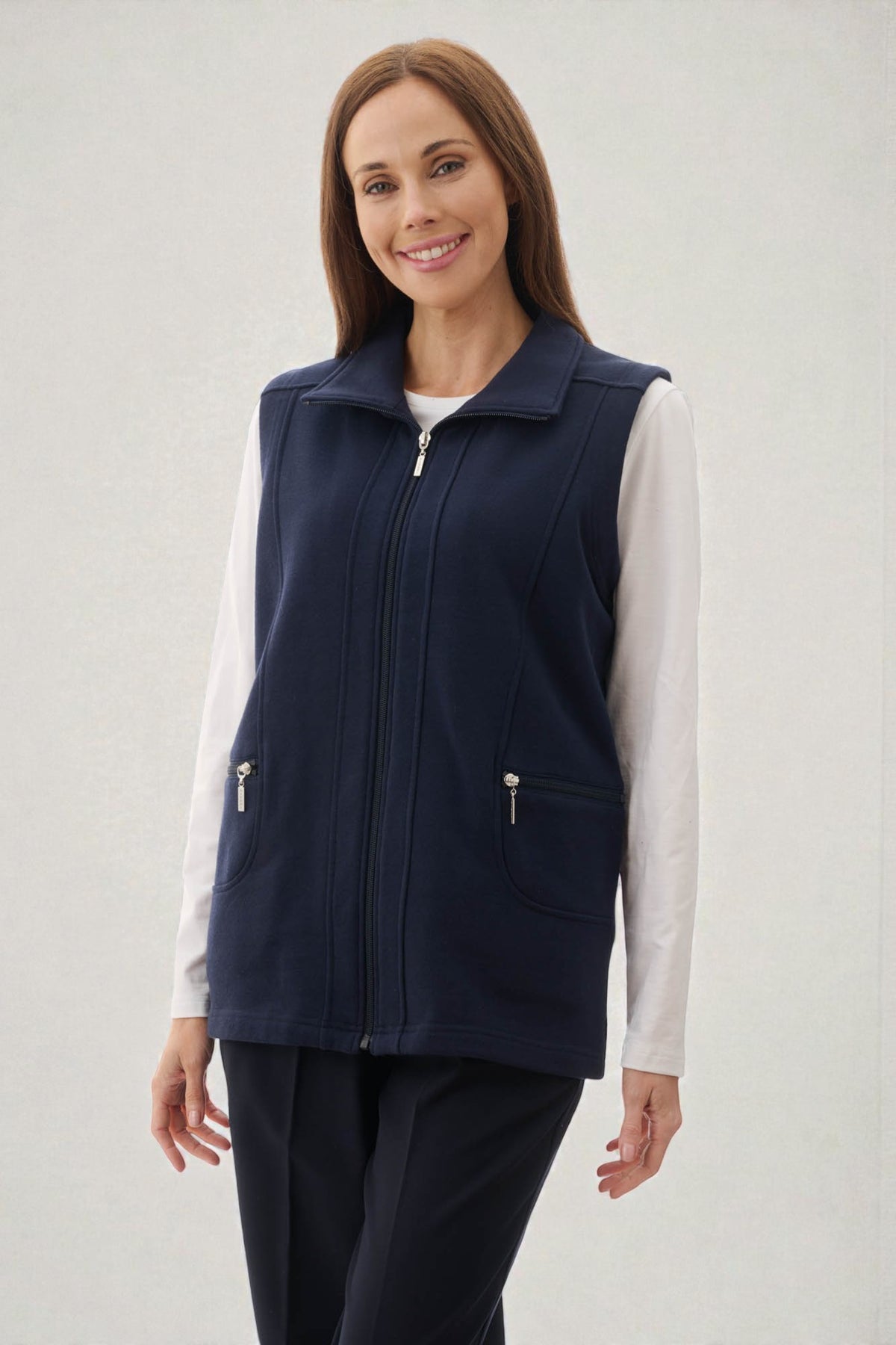 Zip through fleece vest