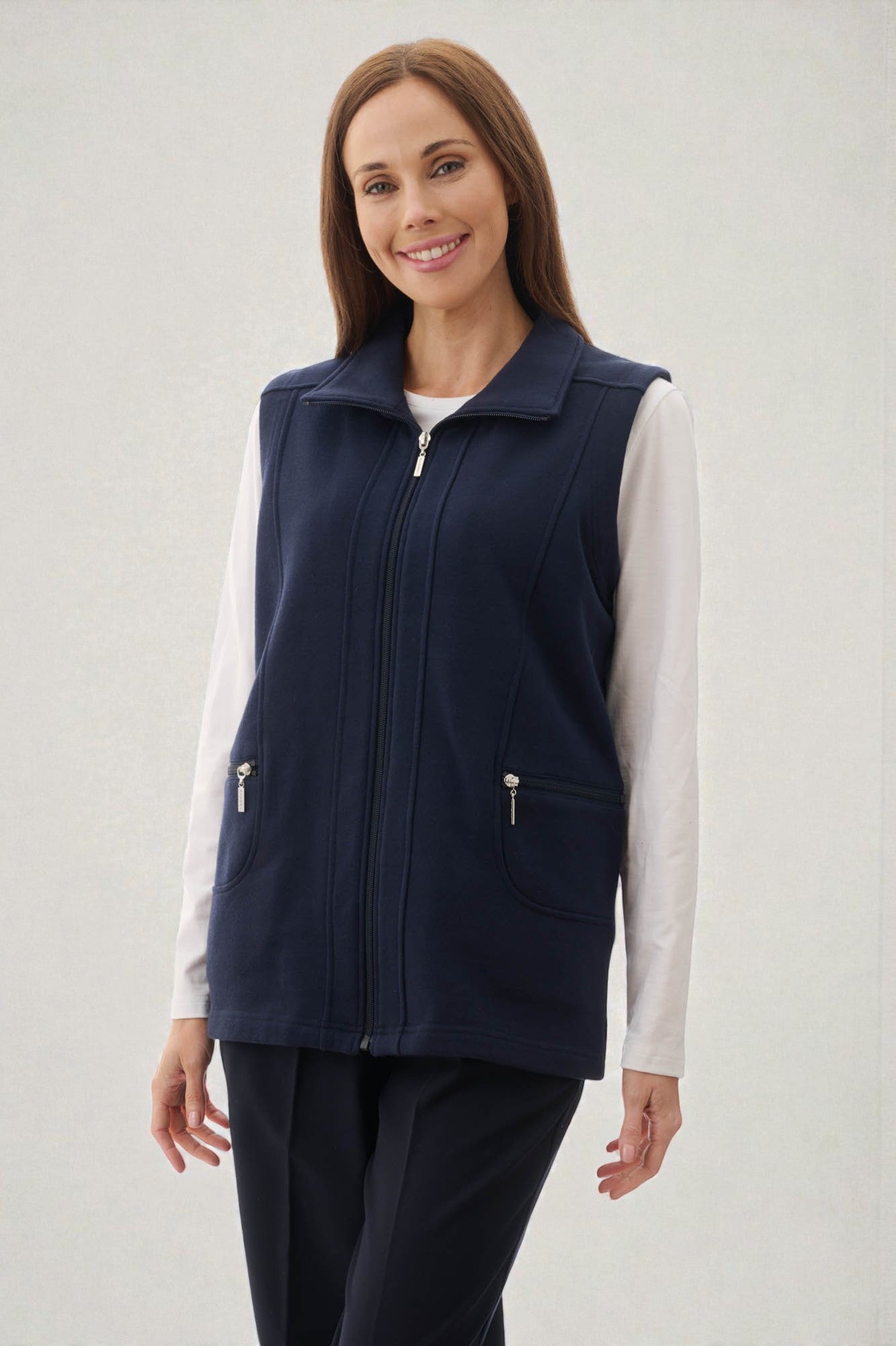 Zip through fleece vest