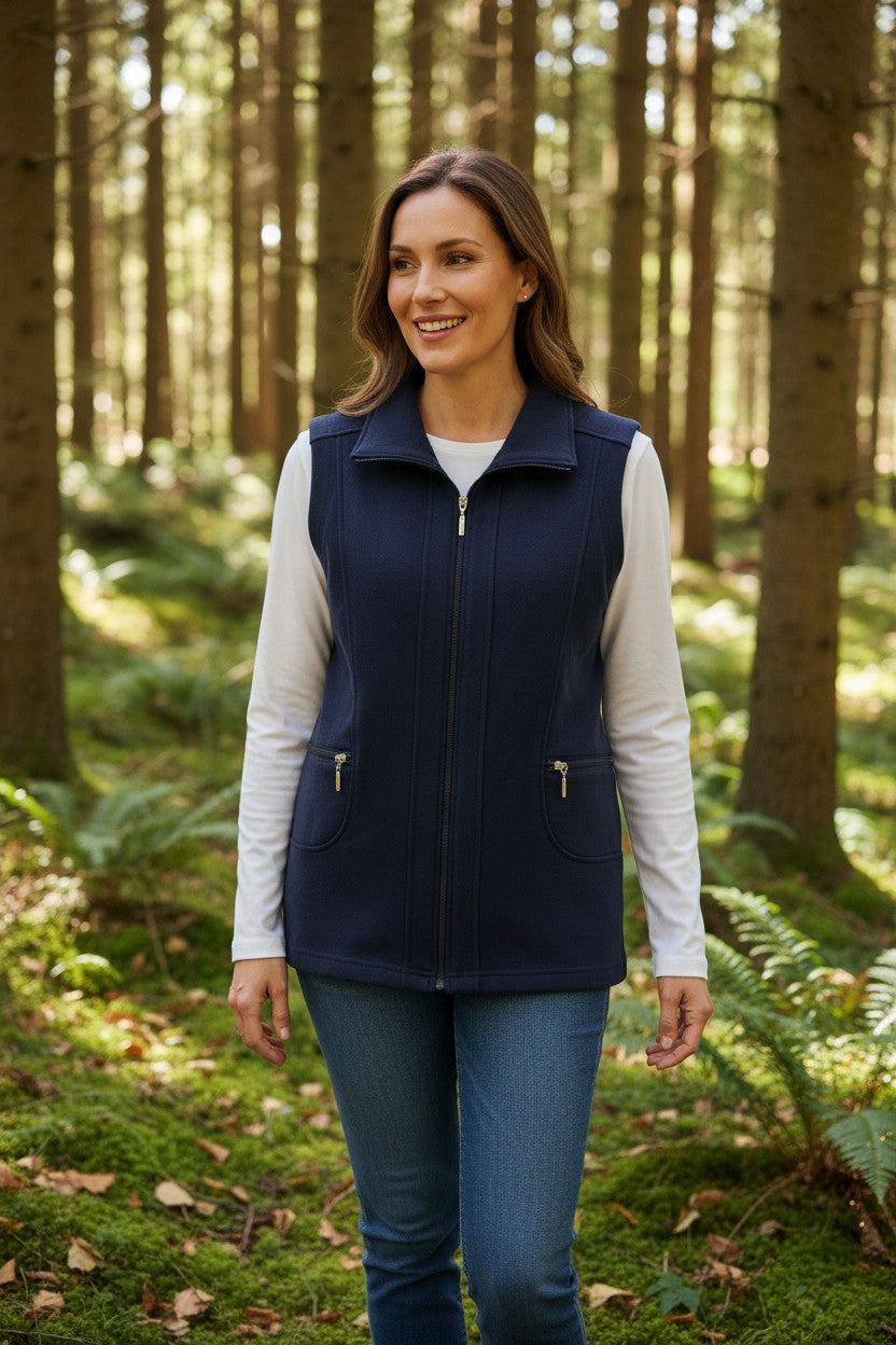 Zip through fleece vest