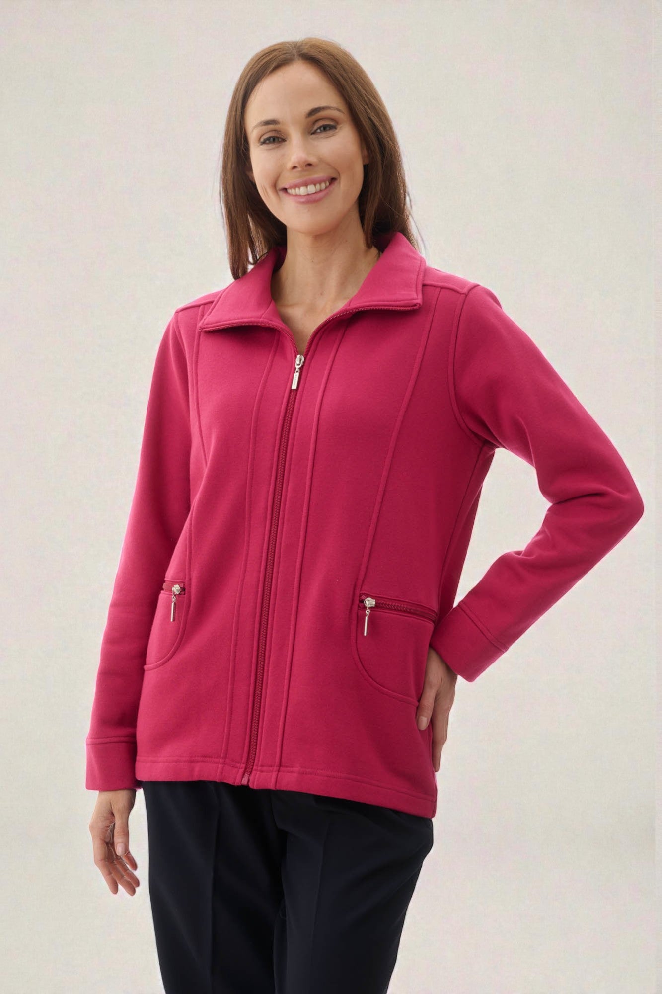 Zip through fleece jacket