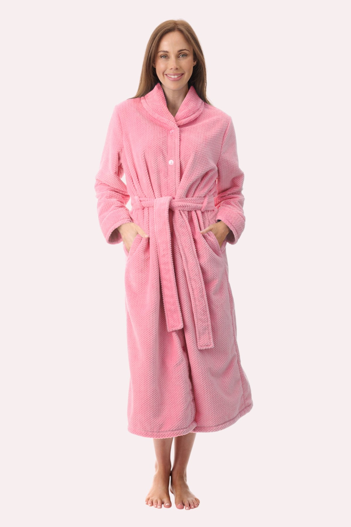 Mid belted button gown