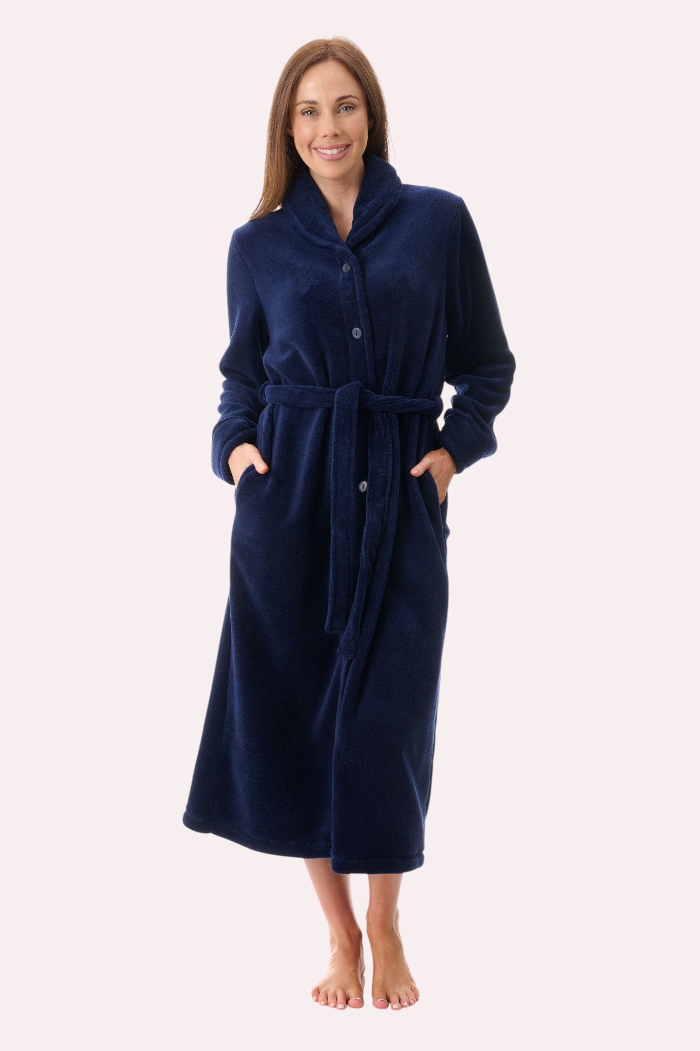Mid belted button gown