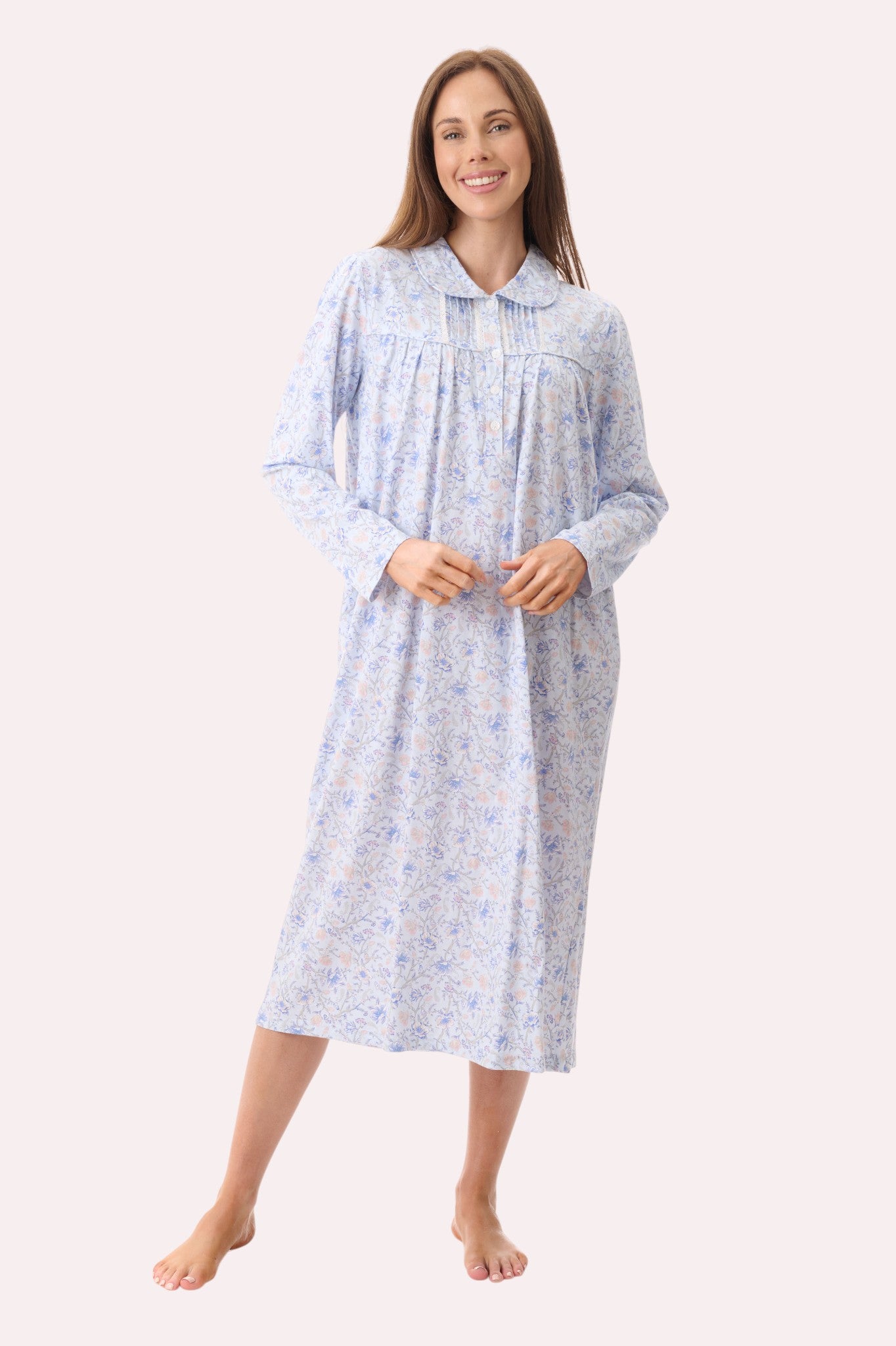 7LP48P - Poppy mid collared nightie