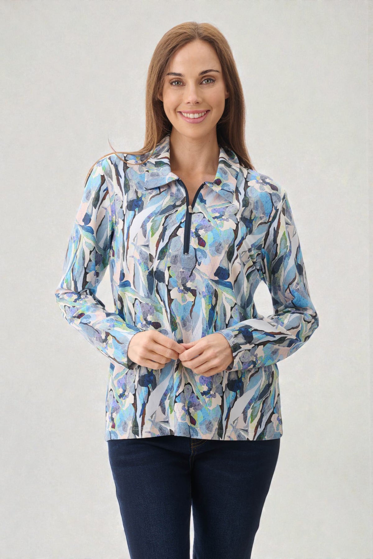 Hughes zip print polo