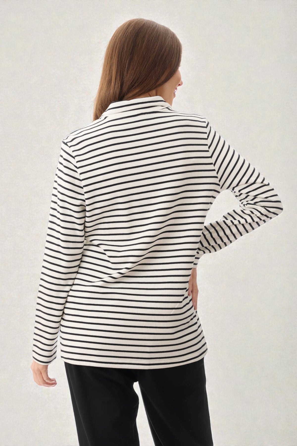 Stripe zip neck top