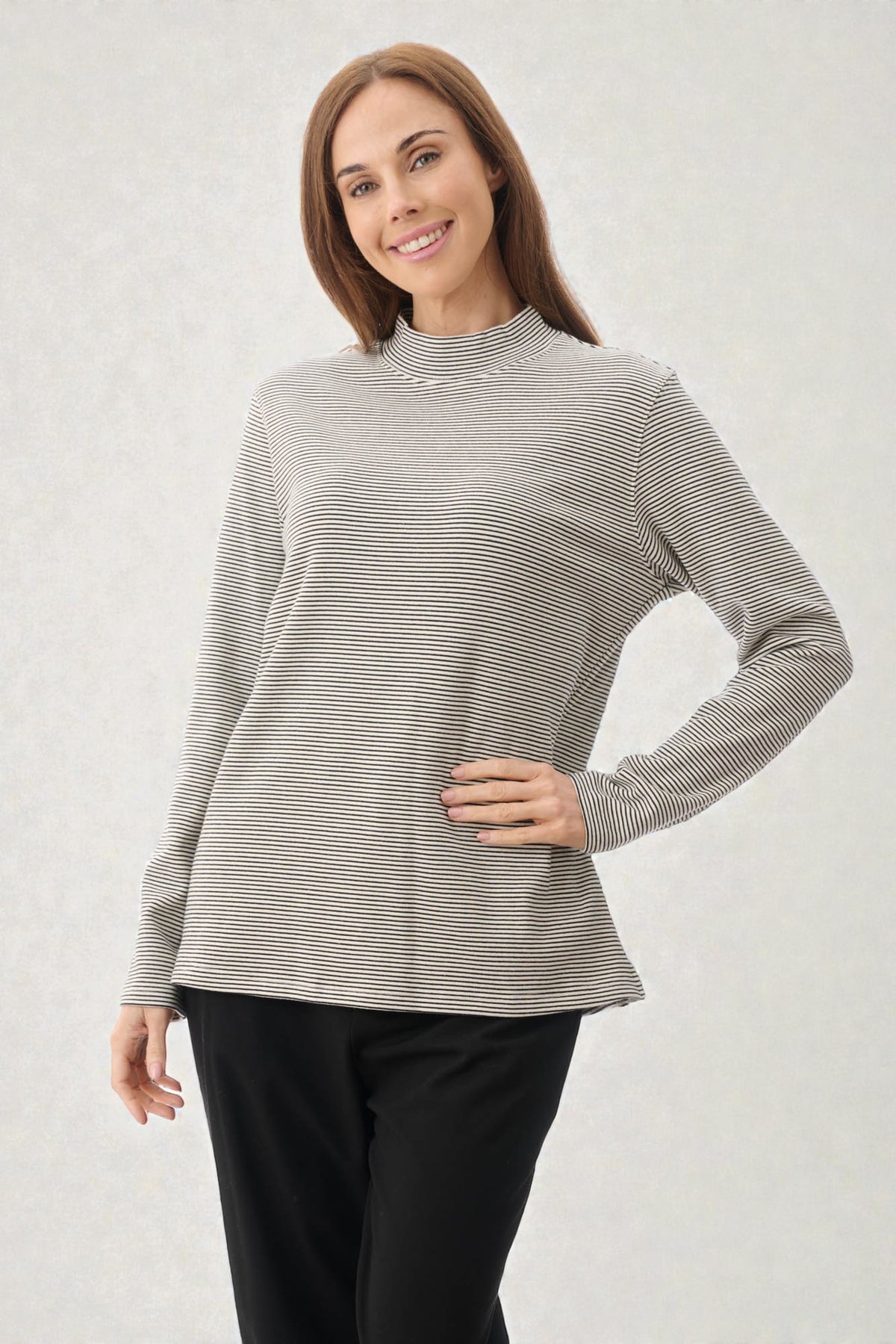 Stripe high neck top