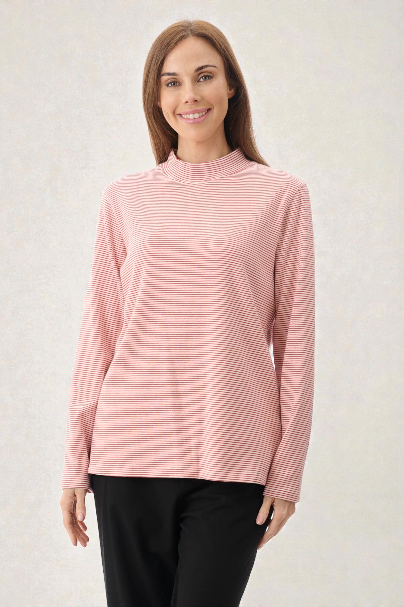 Stripe high neck top