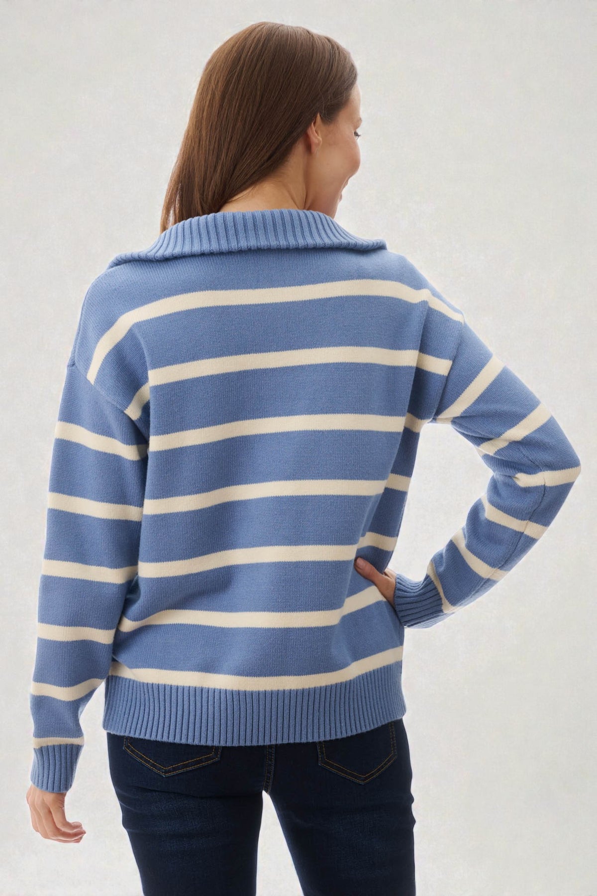 King stripe half zip knit