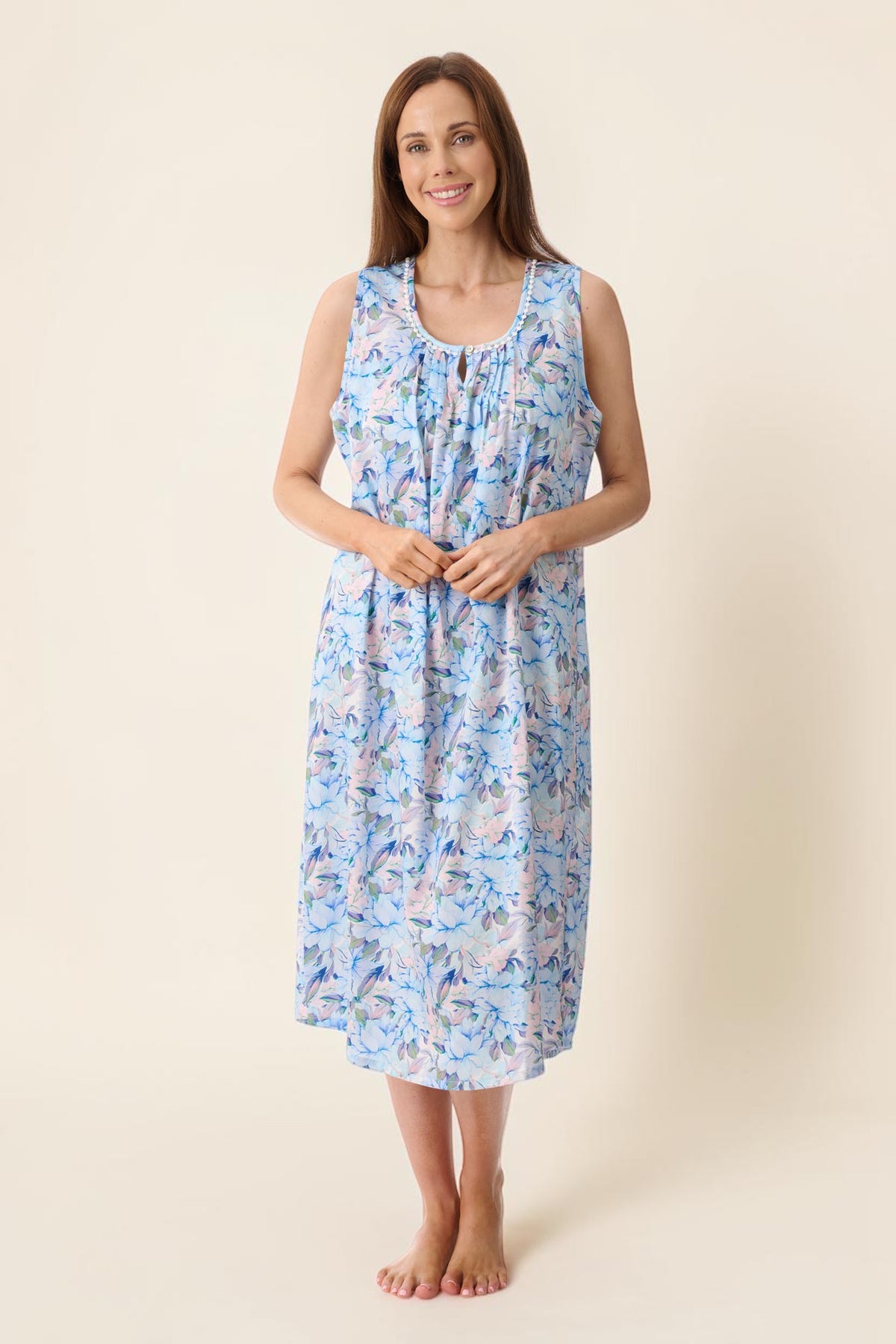 Bari Sleeveless mid length nightie