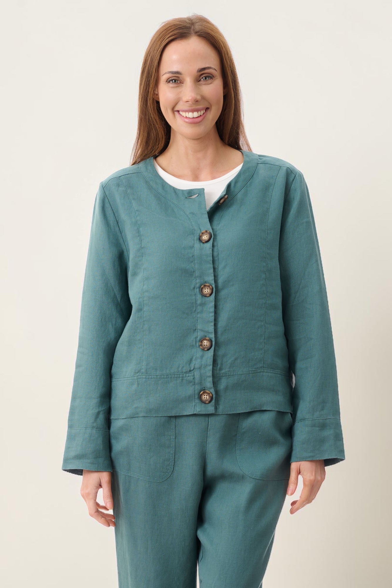 Linen button-through jacket