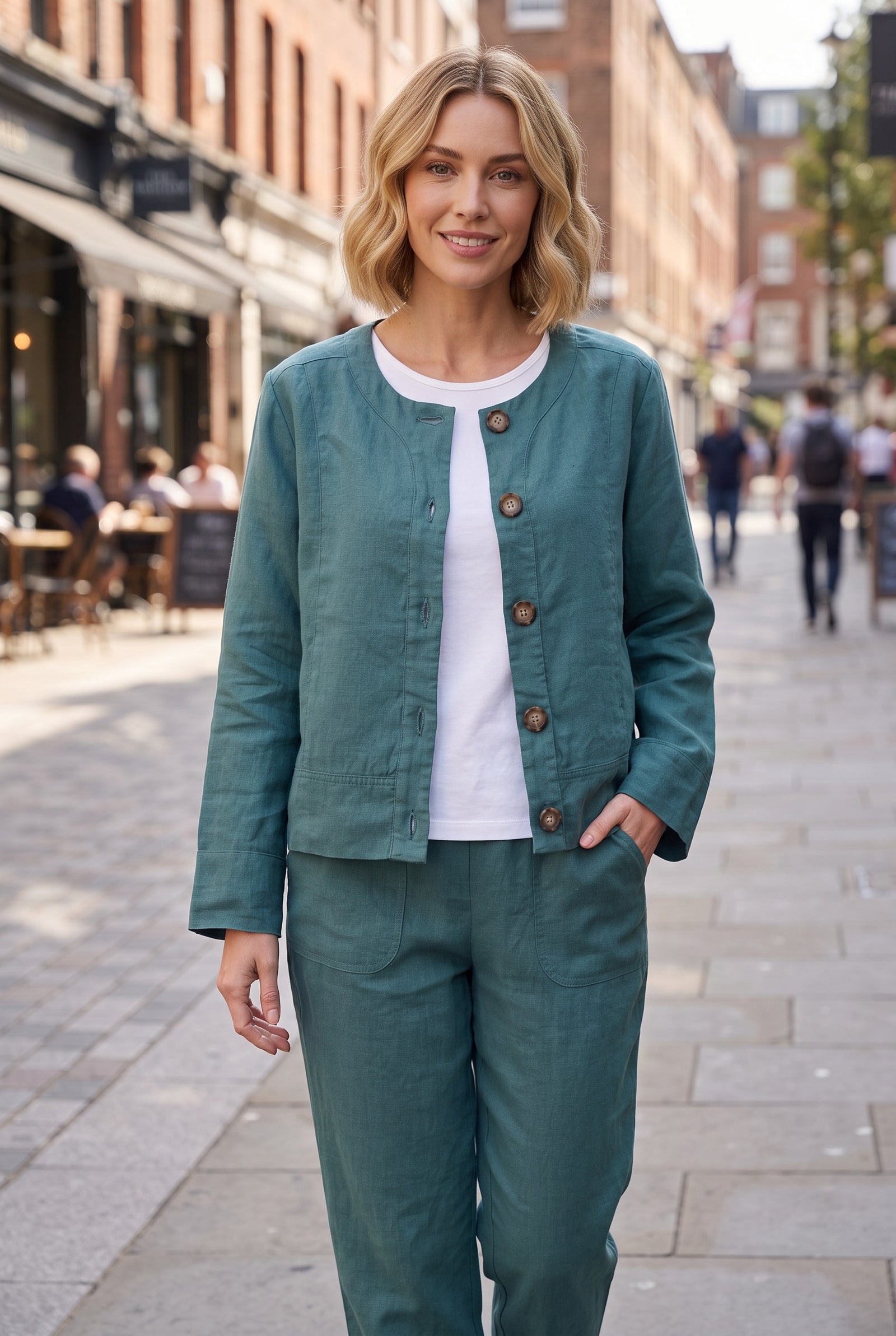 Linen button-through jacket