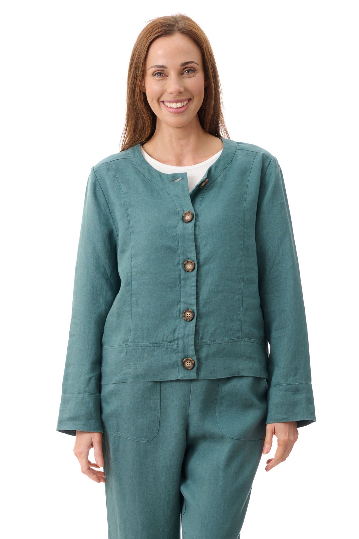 Linen button-through jacket