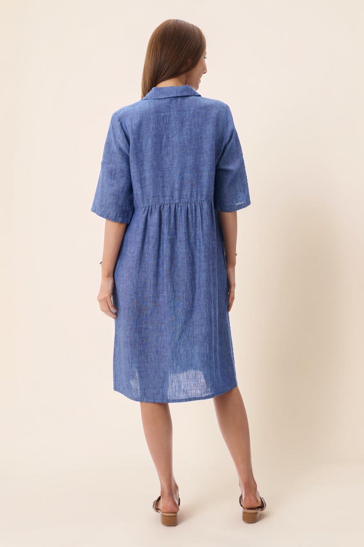 Collared linen dress