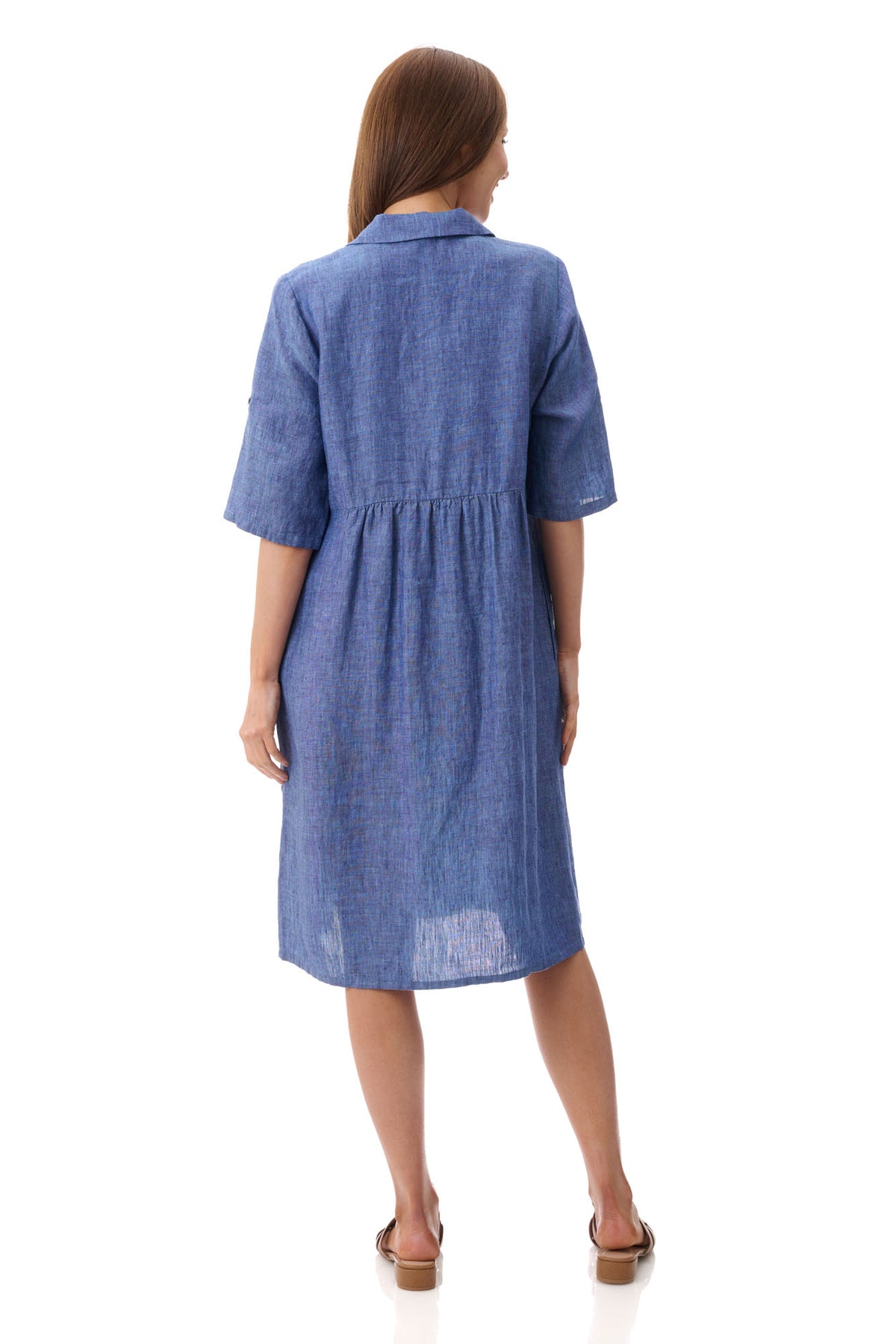 Collared linen dress
