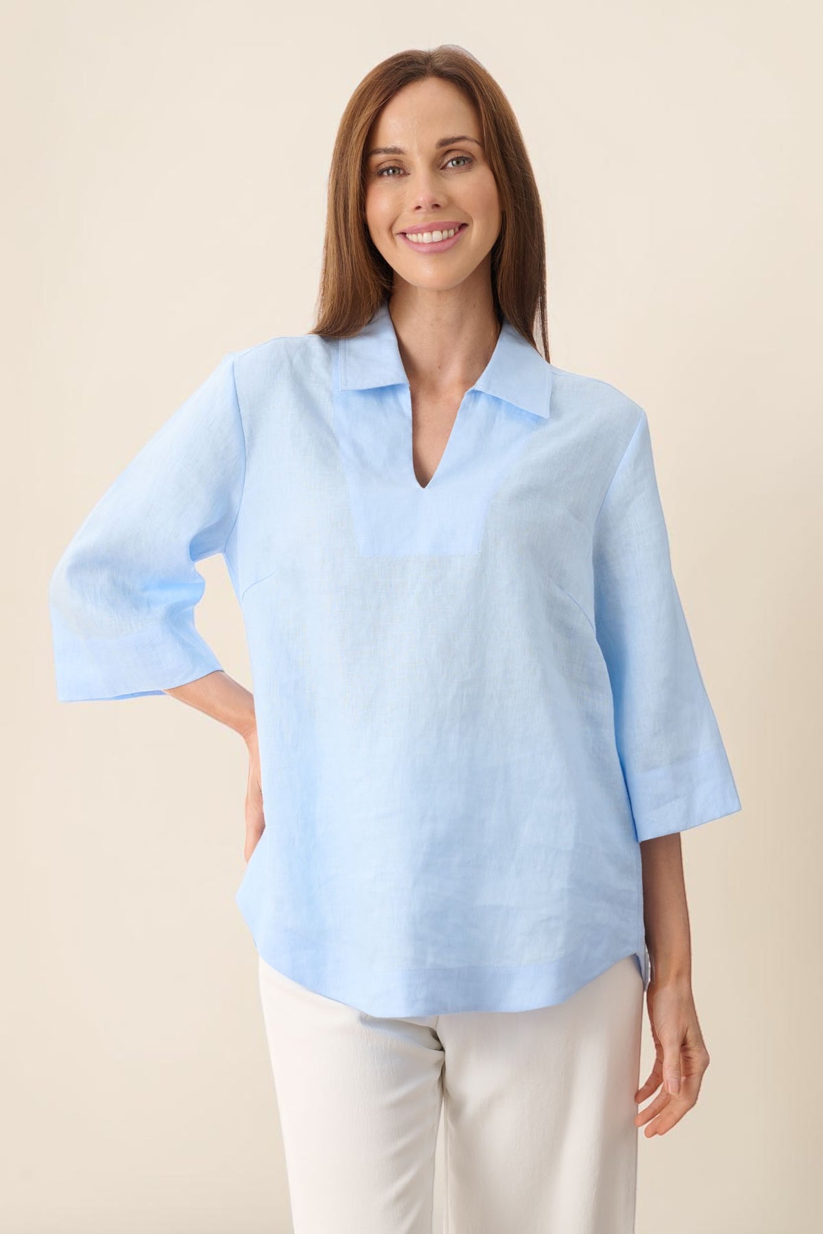 Linen popover shirt