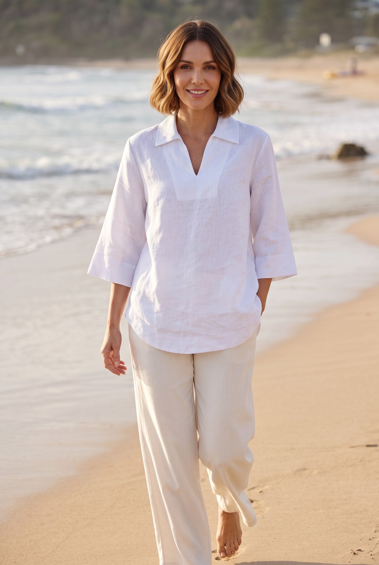 Linen popover shirt