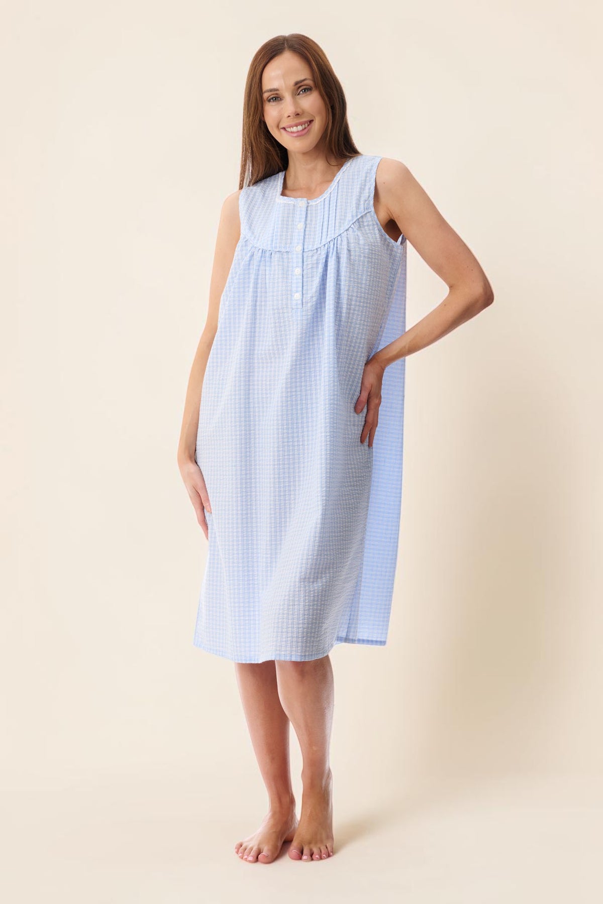 Check Sleeveless short nightie