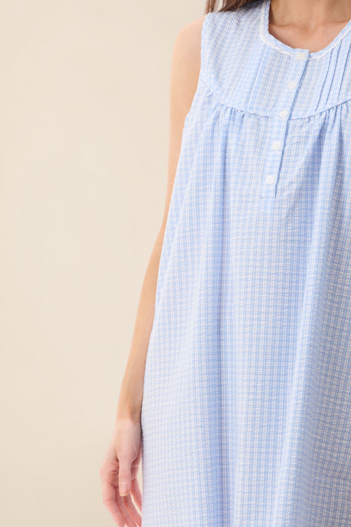 Check Sleeveless short nightie