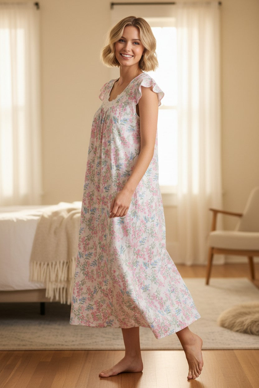 Arosa Flutter sleeve mid length nightie