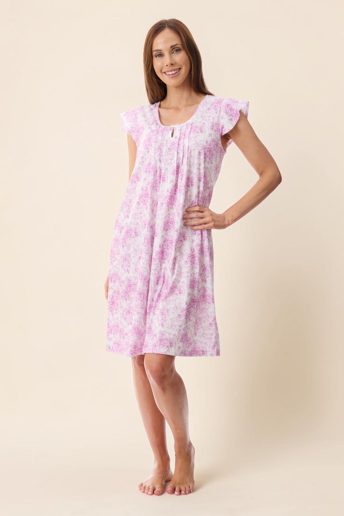 Milan Flutter sleeve short nightie