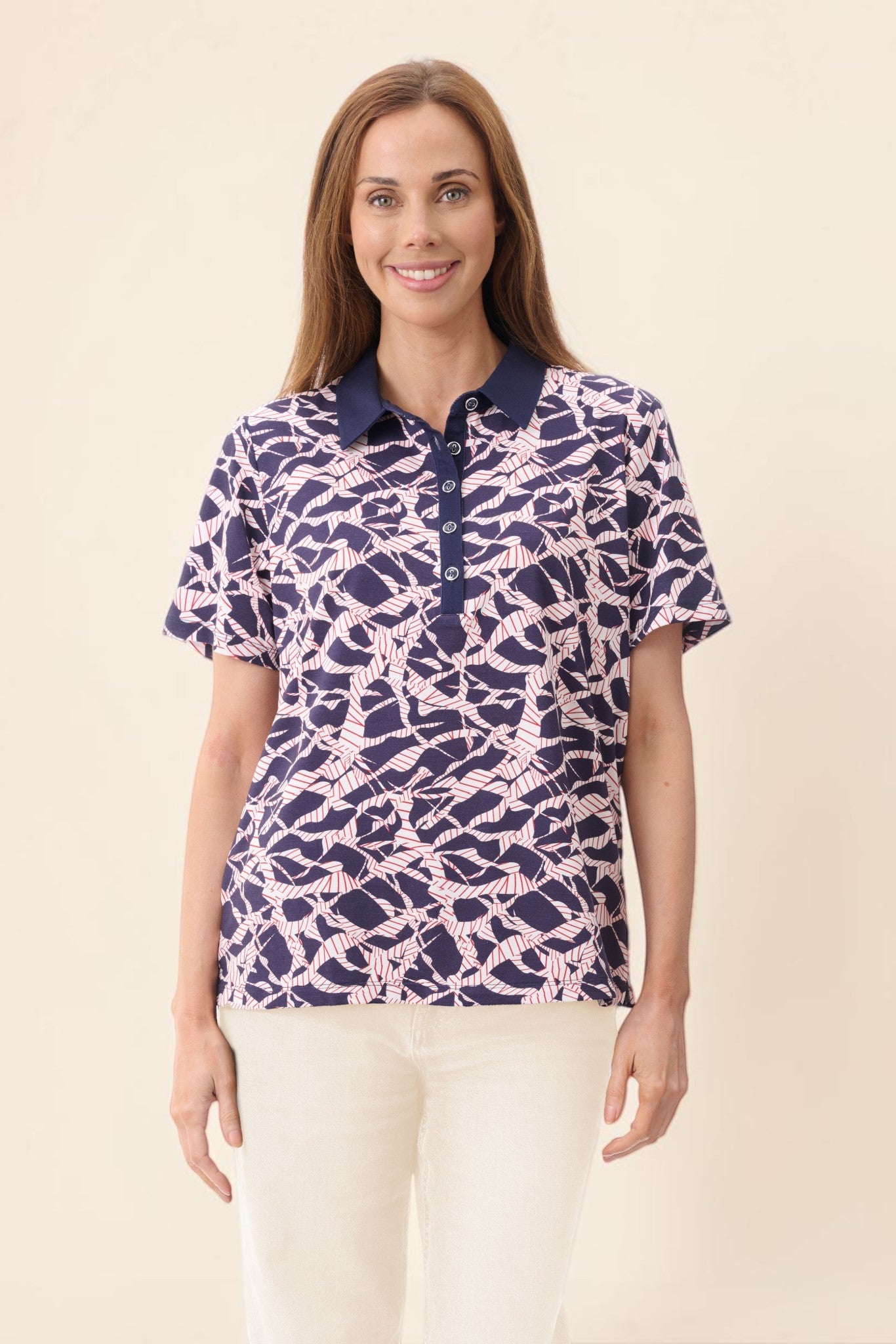 Sky print polo