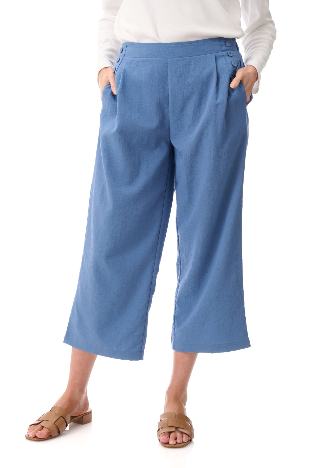 Crop button detail pant