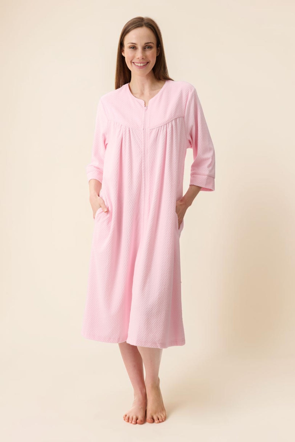 Jacquard Zip Up Short Gown