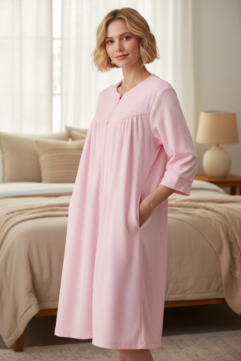 Jacquard Zip Up Short Gown